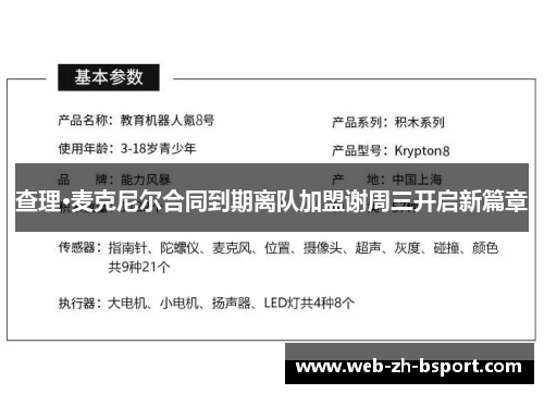 查理·麦克尼尔合同到期离队加盟谢周三开启新篇章